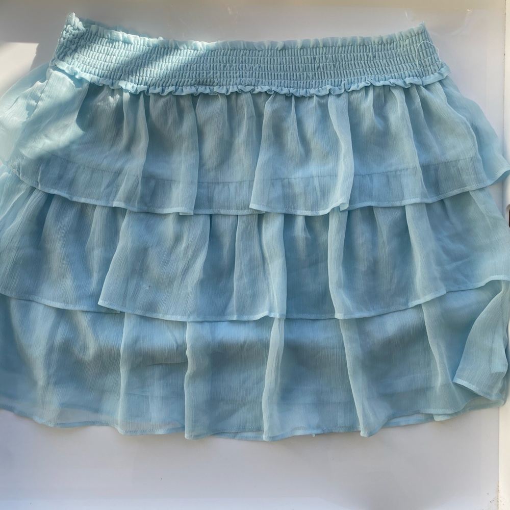 H&M L - Light Blue Ruffled Mini Skirt